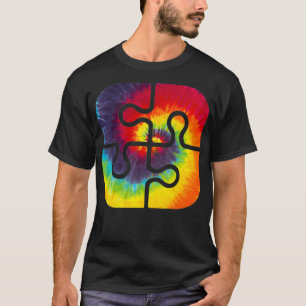 Be Kind Puzzle Pieces Tie Dye Cute Autism Awarenes T-Shirt