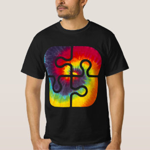 Be Kind Puzzle Pieces Tie Dye Cute Autism Awarenes T-Shirt