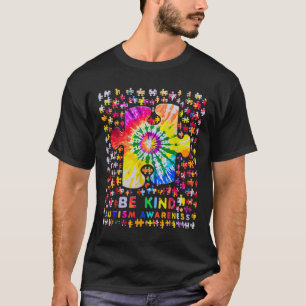 Be Kind Puzzle Tie Dye Autism Awareness  T-Shirt