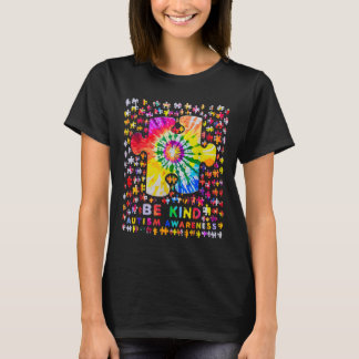 Be Kind Puzzle Tie Dye Autism Awareness  T-Shirt