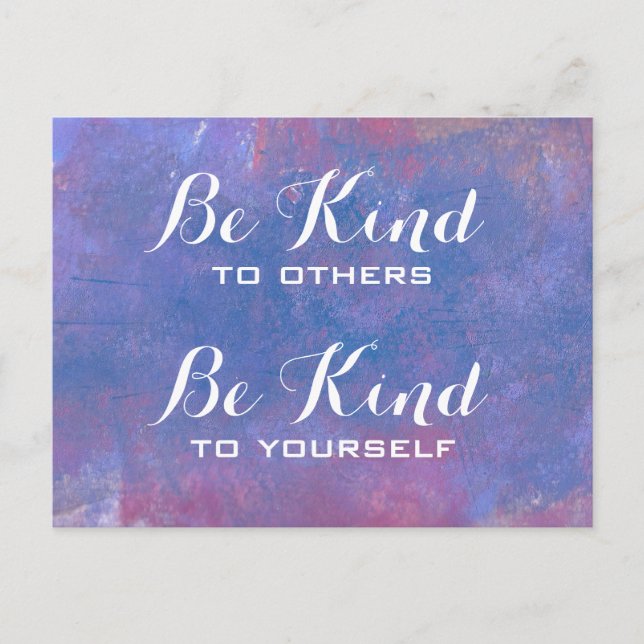 Be Kind Quote on Abstract Blue Background Postcard (Front)