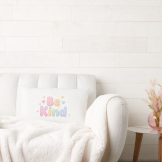 Be kind quote rounded pastel letters lumbar pillow