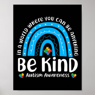 Be Kind Rainbow Autism Awareness Kids Choose Kindn Poster