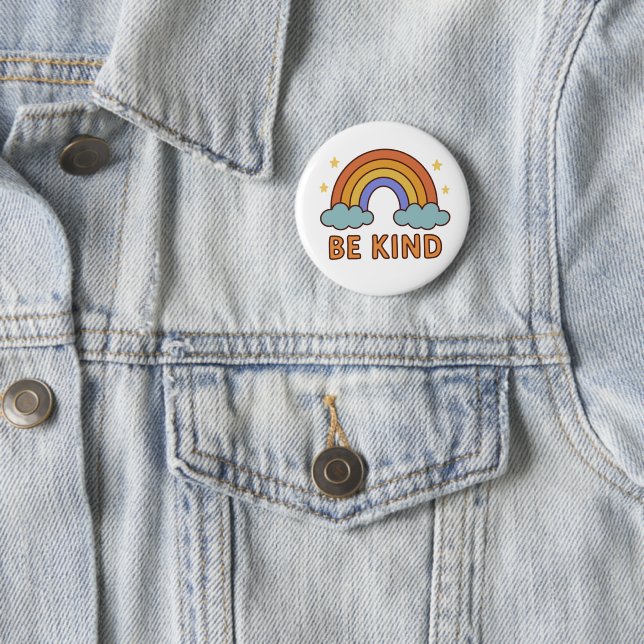 Be Kind Rainbow – Colourful Positive Quote Design 2 Inch Round Button (In Situ)