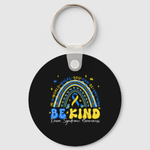 Be Kind Rainbow Down Syndrome Awareness Teacher Bl Keychain