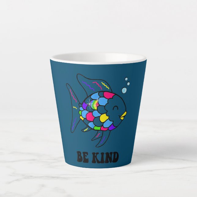 Be Kind Rainbow Fish Teacher Life Teaching Back Latte Mug (Front)