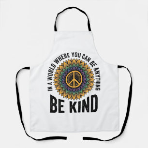 Be Kind Rainbow Flower Peace Vintage Shirt Design_ Apron