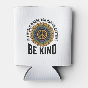 Be Kind Rainbow Flower Peace Vintage Shirt Design_ Can Cooler