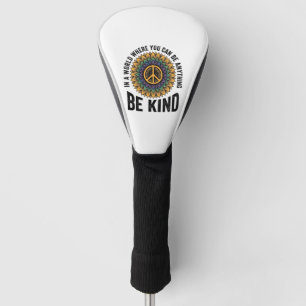 Be Kind Rainbow Flower Peace Vintage Shirt Design_ Golf Head Cover
