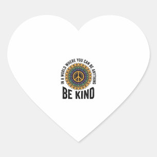 Be Kind Rainbow Flower Peace Vintage Shirt Design_ Heart Sticker