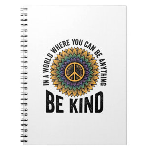 Be Kind Rainbow Flower Peace Vintage Shirt Design_ Notebook