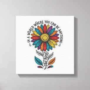 Be Kind Rainbow Flower Vintage Engraving Shirt_1 Canvas Print
