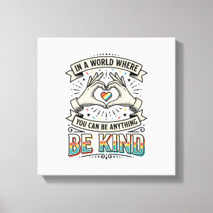 Be Kind Rainbow Heart Hands Vintage Shirt Design_1 Canvas Print