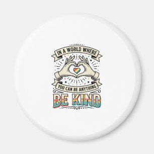 Be Kind Rainbow Heart Hands Vintage Shirt Design_1 Magnet