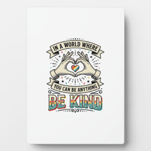 Be Kind Rainbow Heart Hands Vintage Shirt Design_1 Plaque