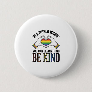 Be Kind Rainbow Heart Hands Vintage Vector Design_ 2 Inch Round Button