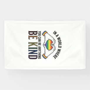 Be Kind Rainbow Heart Hands Vintage Vector Design_ Banner