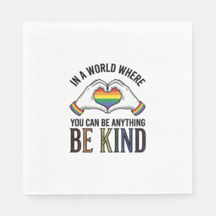 Be Kind Rainbow Heart Hands Vintage Vector Design_ Napkin
