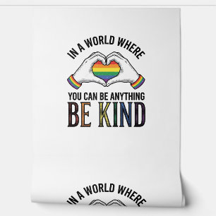 Be Kind Rainbow Heart Hands Vintage Vector Design_ Wallpaper
