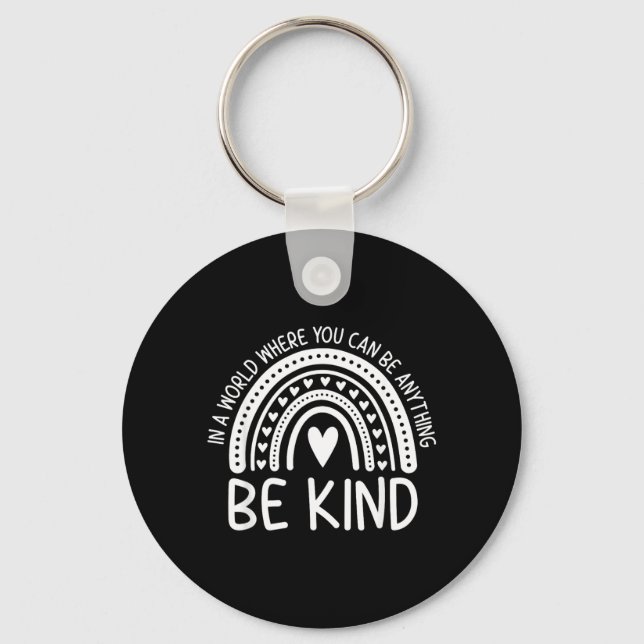 Be Kind Rainbow Orange Unity Day Anti Bullying Keychain (Front)