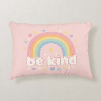 Be Kind – Rainbow Pastel Positivity Accent Pillow