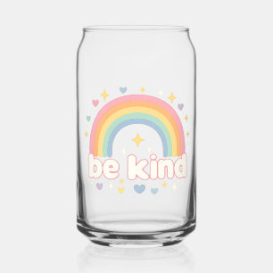 Be Kind – Rainbow Pastel Positivity Can Glass
