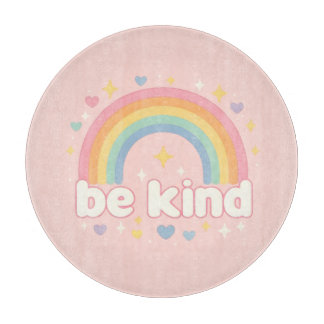 Be Kind – Rainbow Pastel Positivity Cutting Board