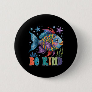 Be Kind Rainbow Scale Fish Teacher Reading Book To 2 Inch Round Button