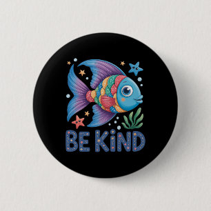 Be Kind Rainbow Scale Fish Teacher Reading Book To 2 Inch Round Button