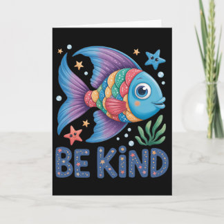 Be Kind Rainbow Scale Fish Teacher Reading Book To Card