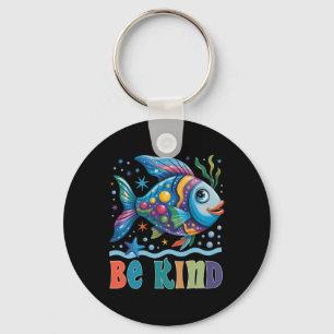 Be Kind Rainbow Scale Fish Teacher Reading Book To Keychain