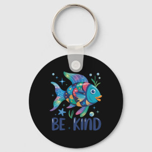 Be Kind Rainbow Scale Fish Teacher Reading Book To Keychain