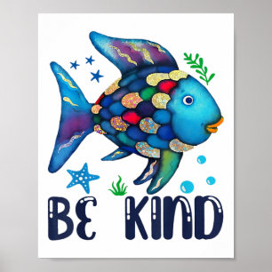 Be Kind Rainbow Scale Fish Teacher Reading Book To Poster
