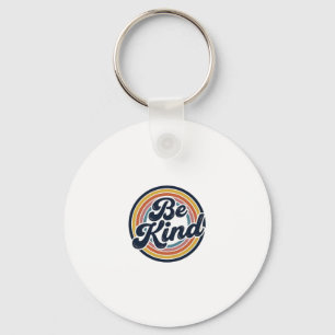 Be Kind Retro Rainbow Vintage Shirt Design_1 Keychain