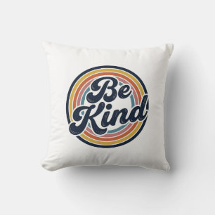 Be Kind Retro Rainbow Vintage Shirt Design_1 Throw Pillow