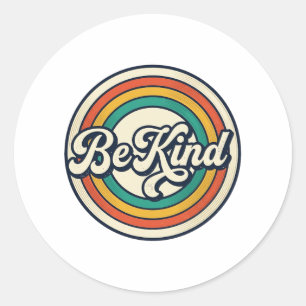 Be Kind Retro Rainbow Vintage Shirt Design_2 Classic Round Sticker