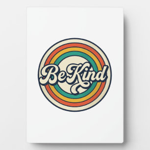 Be Kind Retro Rainbow Vintage Shirt Design_2 Plaque