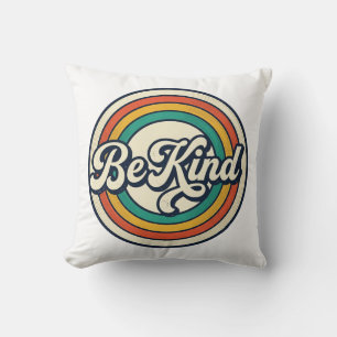Be Kind Retro Rainbow Vintage Shirt Design_2 Throw Pillow