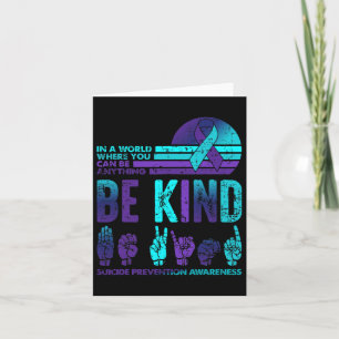 Be Kind Retro Vintage Suicide Prevention Awareness Card