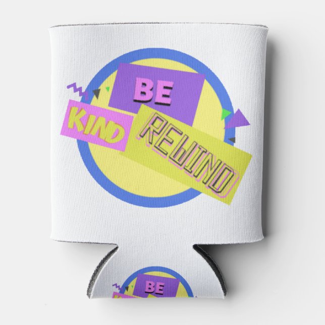 Be Kind Rewind logo design Can Cooler (Front)