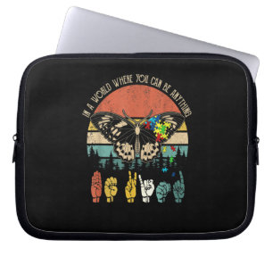 Be Kind Sign Language Be Anything AutismButterfly Laptop Sleeve