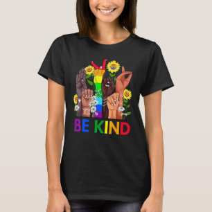 Be Kind Sign Language Hand Talking Lgbtq Gay Les P T-Shirt