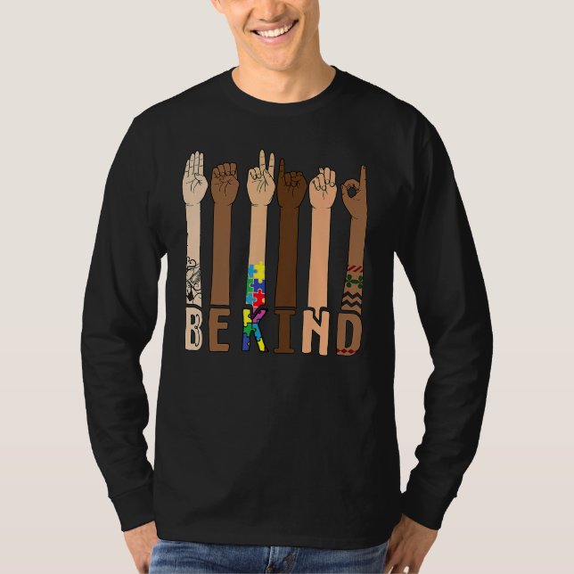 Be Kind Sign Language Hand Talking Teachers Interp T-Shirt (Front)