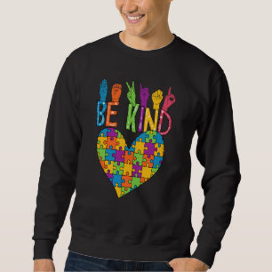 Be Kind Sign Language Heart Puzzle Piece Teachers  Sweatshirt