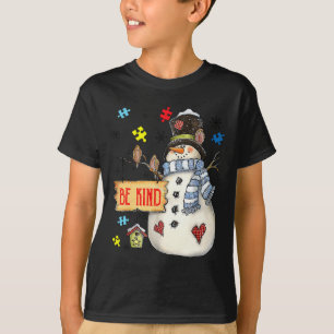 Be Kind Snowman Puzzle Autism Awareness Funny Fami T-Shirt