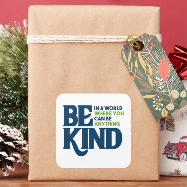 Be Kind Square Sticker (Holiday)