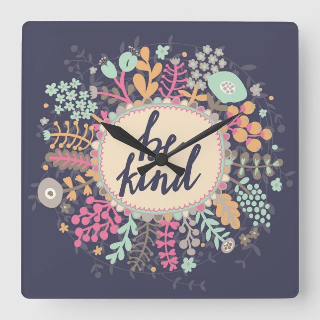 Be Kind Square Wall Clock (Front)