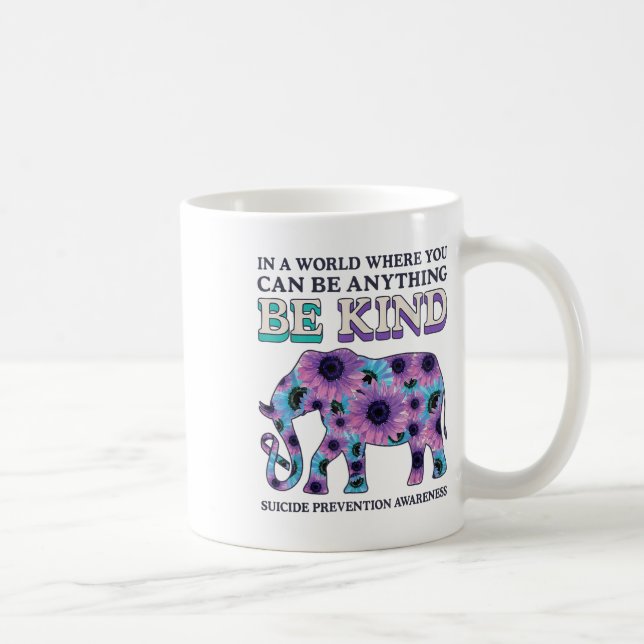 Be Kind Suicide Prevention Awareness Purple Elepha Coffee Mug (Right)