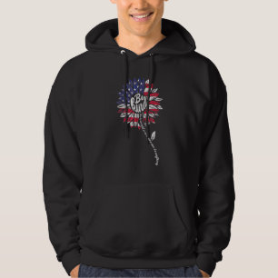 Be Kind Sunflower 4th July Patriotic America Indep Hoodie