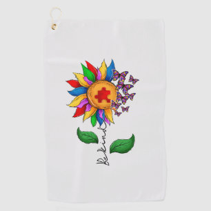 Be Kind Sunflower- Autism Awareness Golf Towel